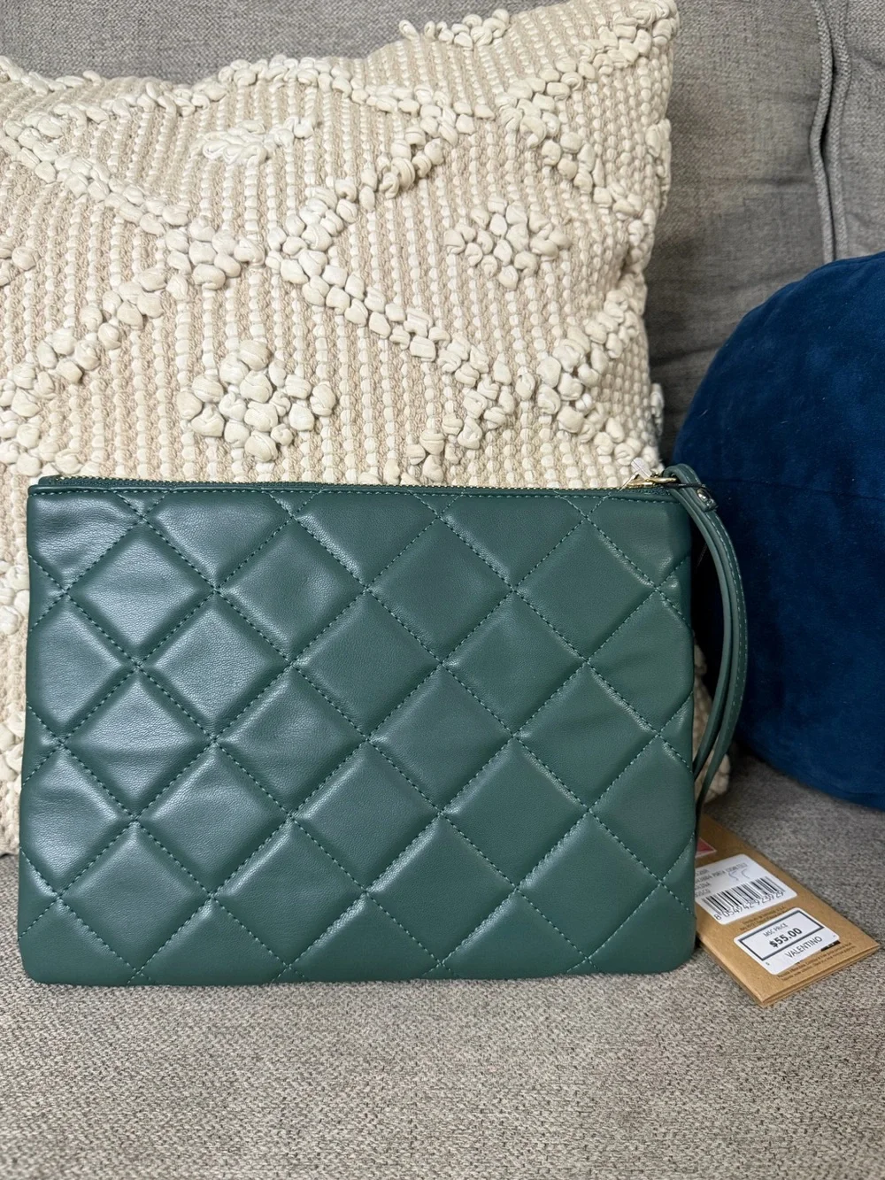 Mario Valentino Ocarina Quilted Wristlet Clutch Bag Green NWT 💛